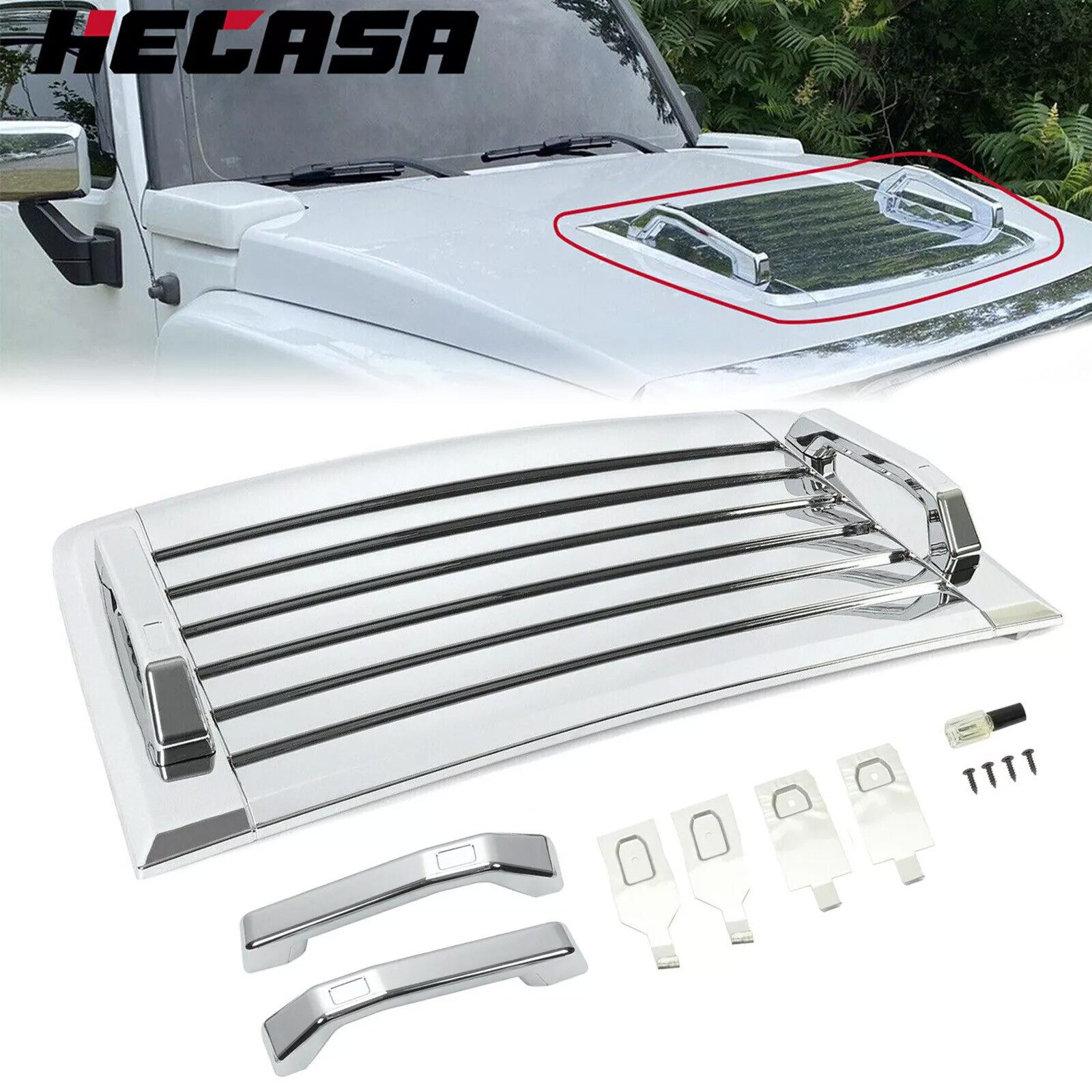 FOR 2006-2010 HUMMER H3 HOOD DECK VENT PANEL HANDLE COVER TRIM BEZEL CHROME 3PCS