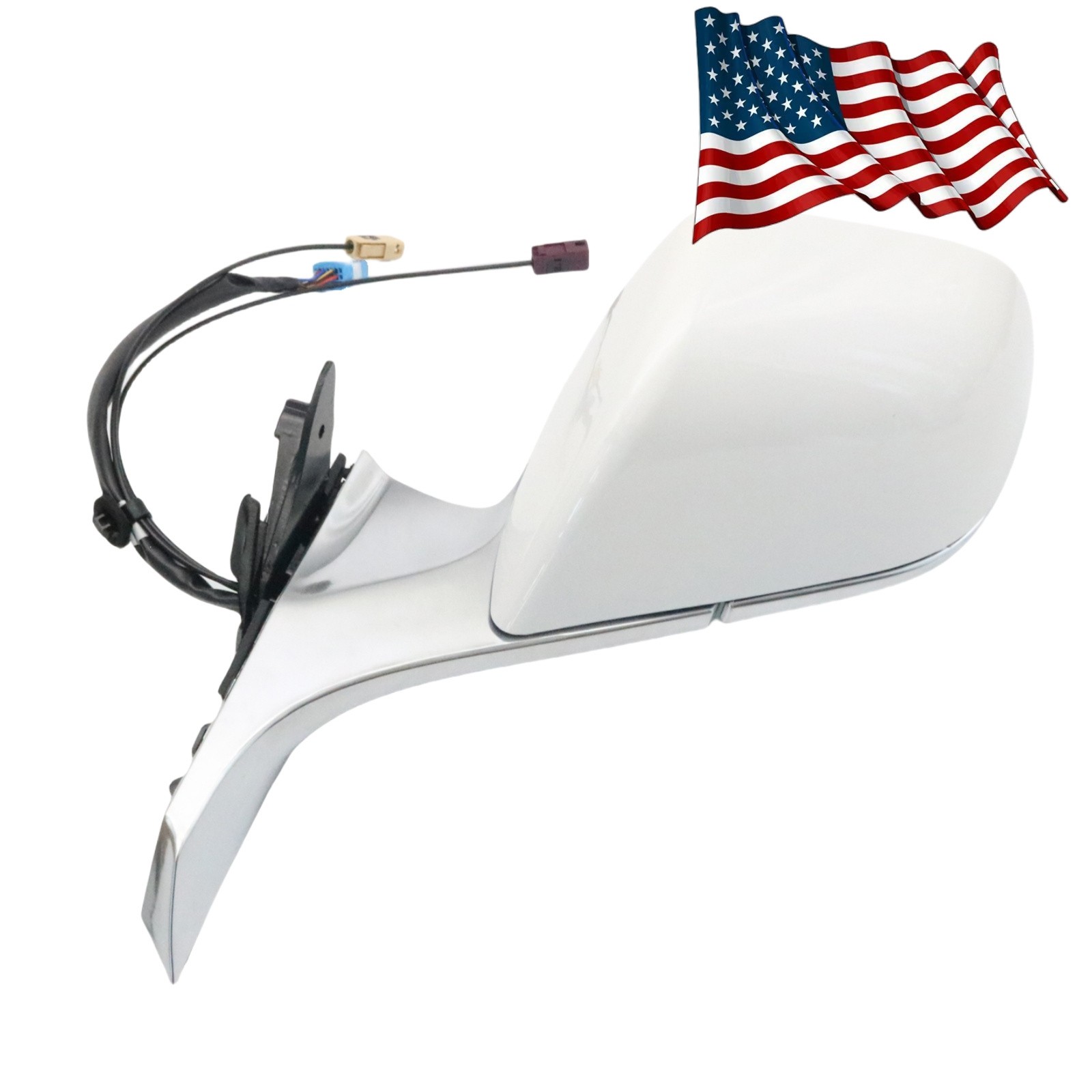 White Left Driver Side Mirror Heated Power Fold For Tesla Model 3 2017-2023