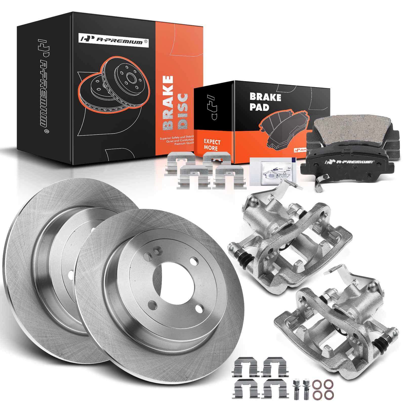A-Premium 8x Rear Disc Brake Rotor & Pad + Caliper for Hyundai Accent 2012-2017