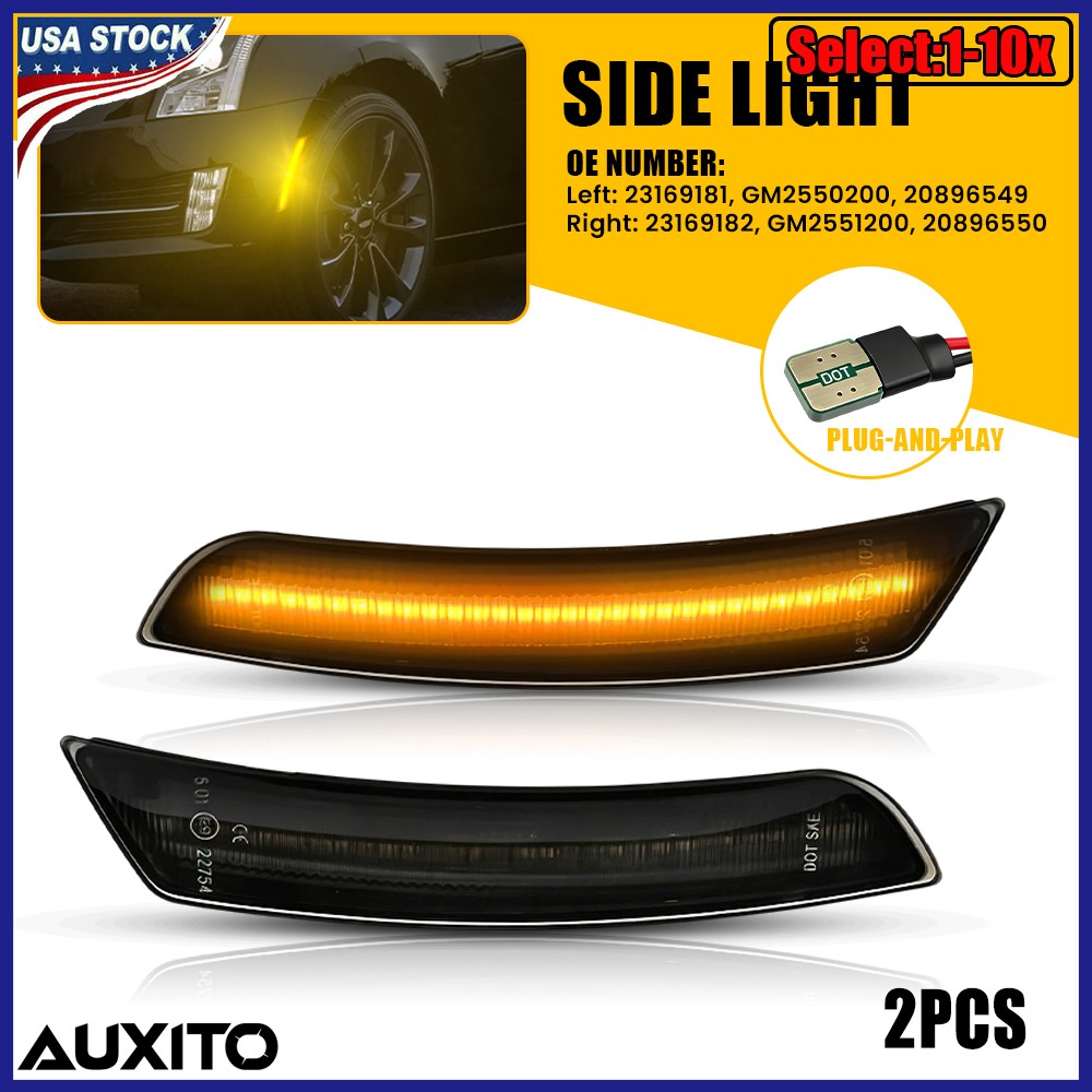 1-10x Solid Amber Front Side Marker Lamp LED Light For Cadillac ATS-V Coupe CTS