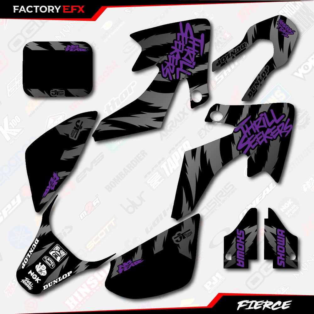 Black & Purple Fierce Racing Graphics Kit fits 04-12 Honda Crf50 CRF 50 Decals