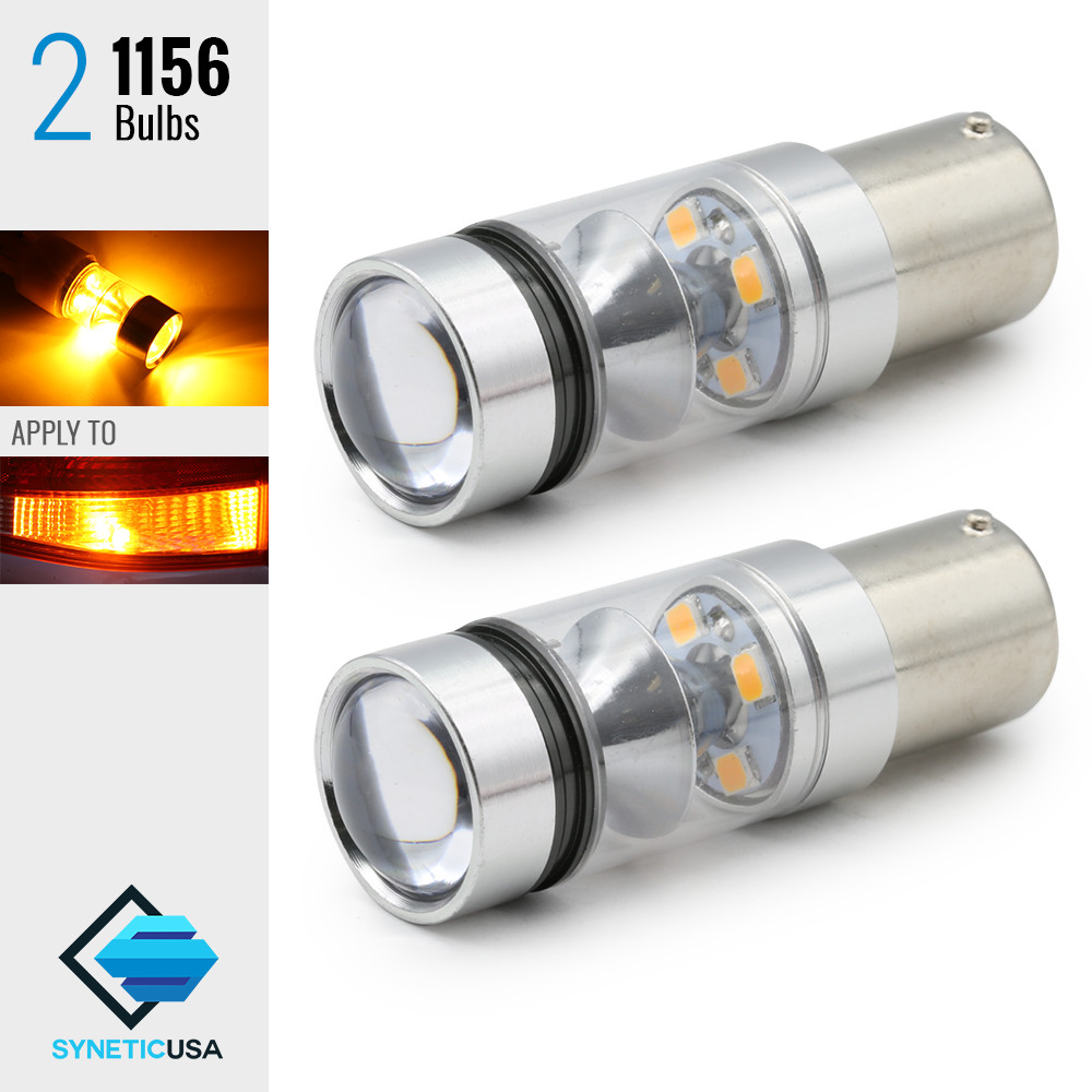Syneticusa 2x 1156/12496/7506 3000K Yellow LED Rear Turn Signal Light Bulbs