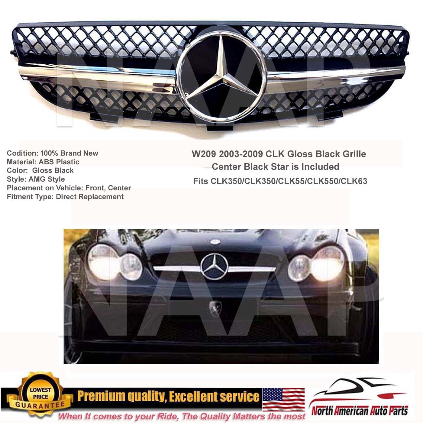 Black Chrome Front Grille Style Emblem 2003-2009 CLK320 CLK55 CLK500 Black Chrome Front Grille Style Emblem 2003-2009 CLK320 CLK55 CLK500