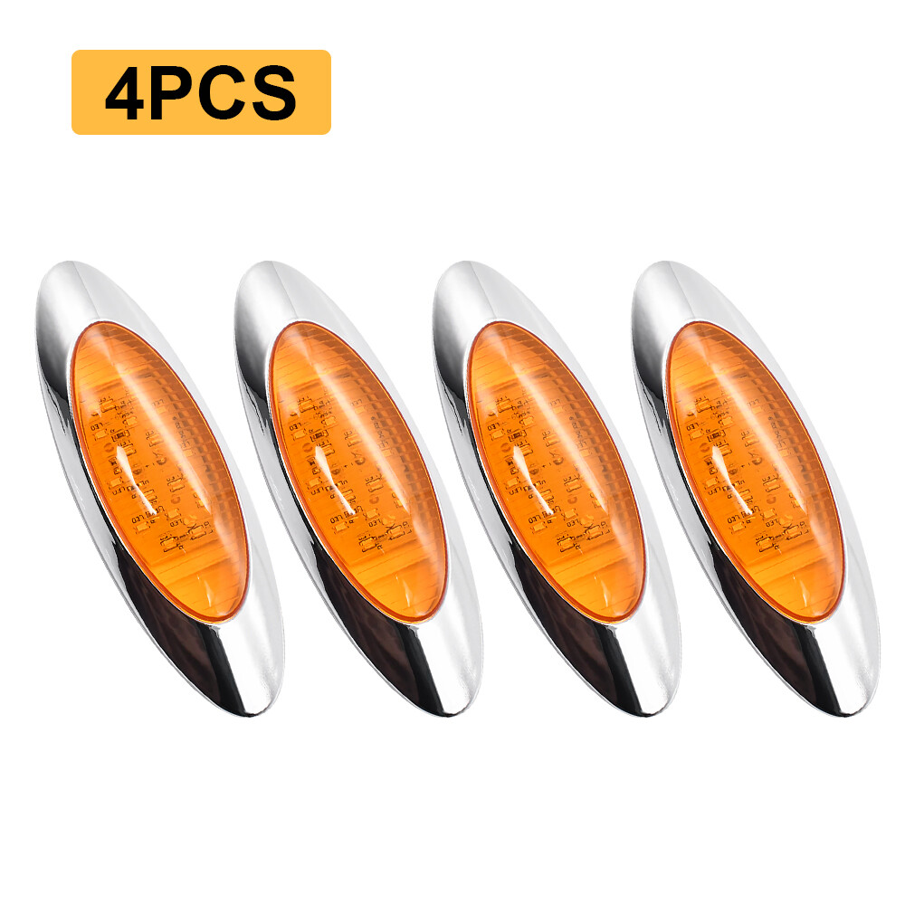 Four Oval Freightliner Trailer Box TrucksSide Marker Lights Amber LED