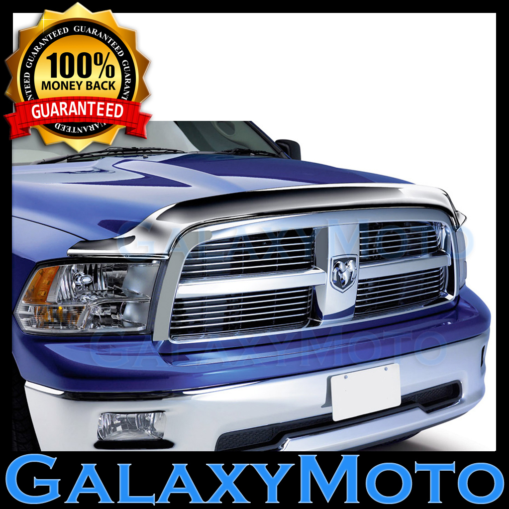 Chrome Bug Shield Air Deflector Hood Guard Protector for 09-18 Dodge Ram 1500