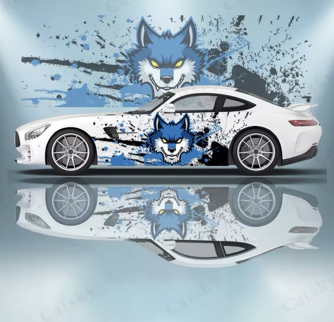 Wolf Car Decal; Cool Car Decals; Custom Side Racing Car Decal Both Sides