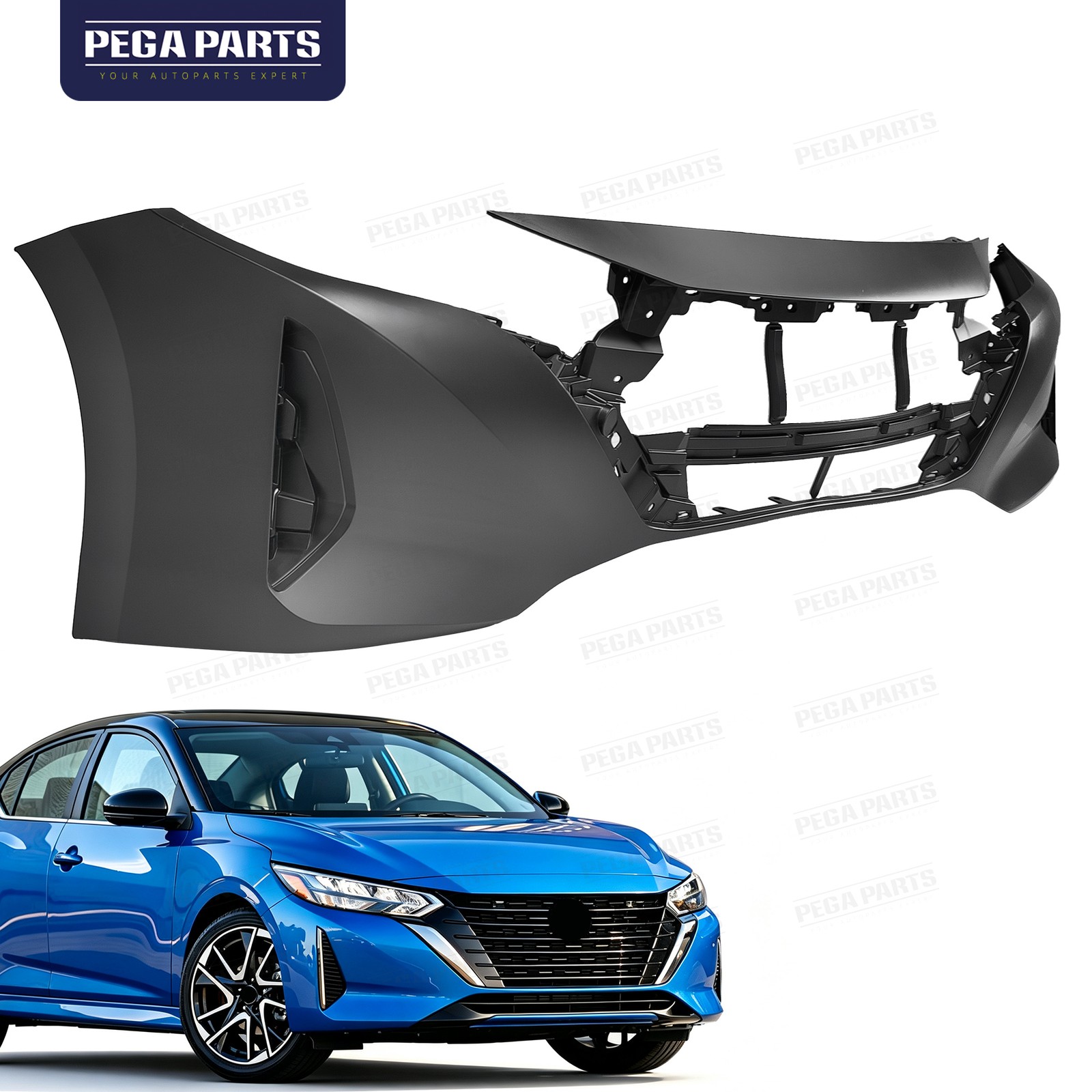 Primed Front Bumper Cover Fascia Fit For Nissan Sentra S/SV/SR 2.0L 2024 2025