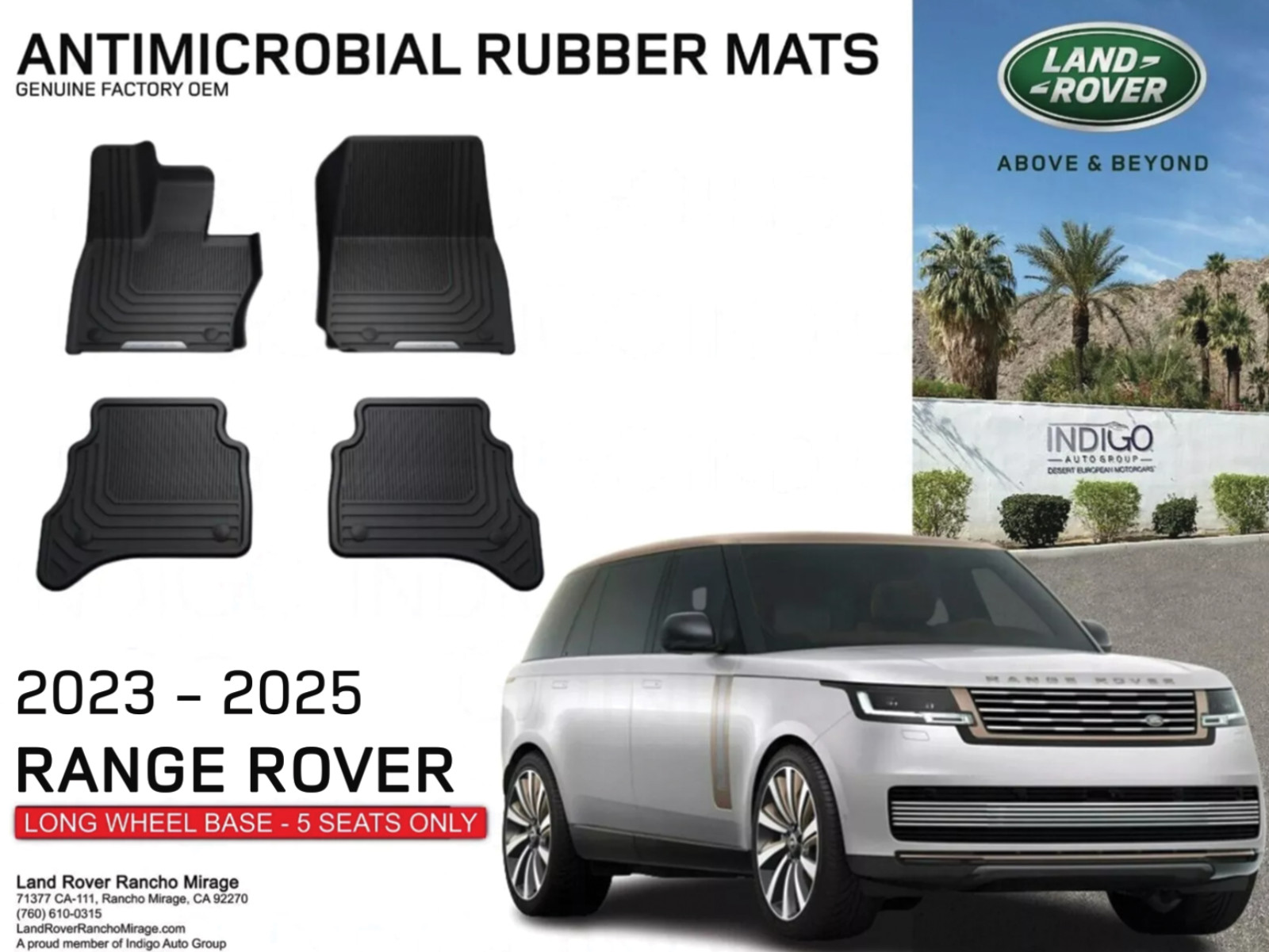 2023-2025 RANGE ROVER ANTIMICROBIAL RUBBER MATS - VPLKS0629  GENUINE FACTORY OEM