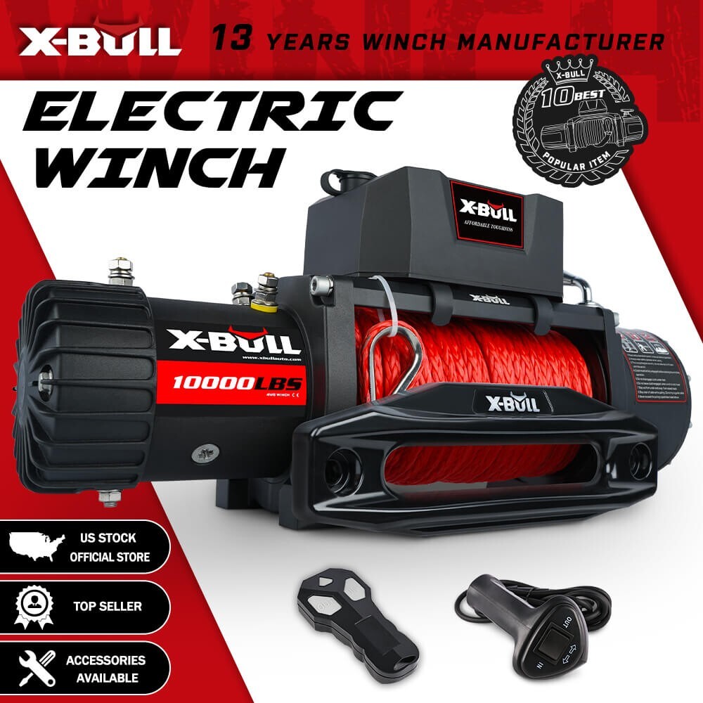 X-BULL Electric Winch 10000lb Synthetic Rope Winch 12V Towing Truck 4x4 4WD Car