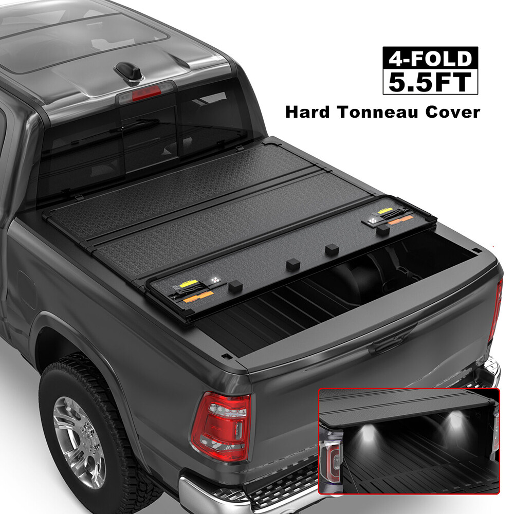 5.5FT 4-Fold Hard Solid Truck Bed Tonneau Cover For 2007-2026 Toyota Tundra
