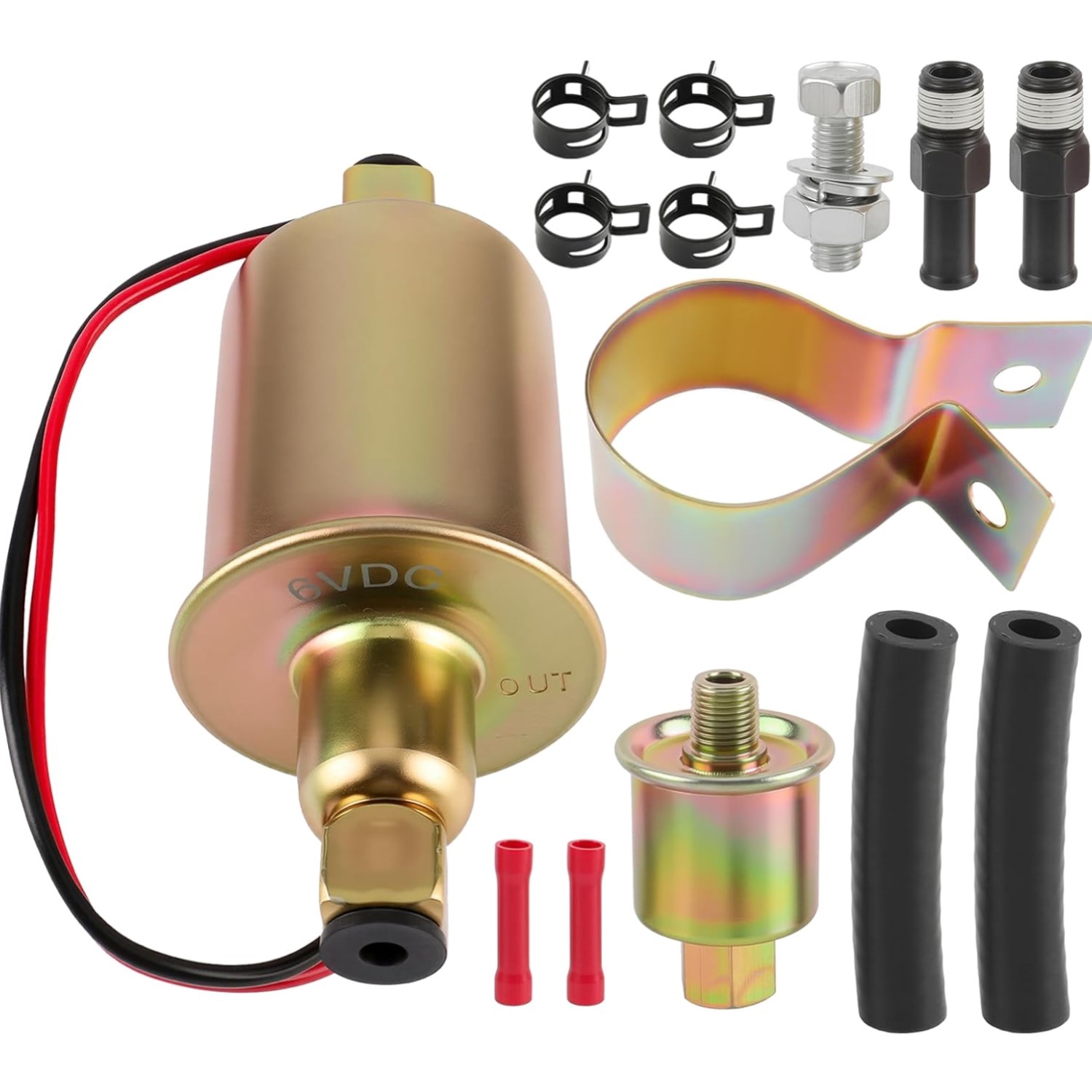 Autokay Universal 6 Volt Electric Fuel Pump Kit Inline 5 8 PSI