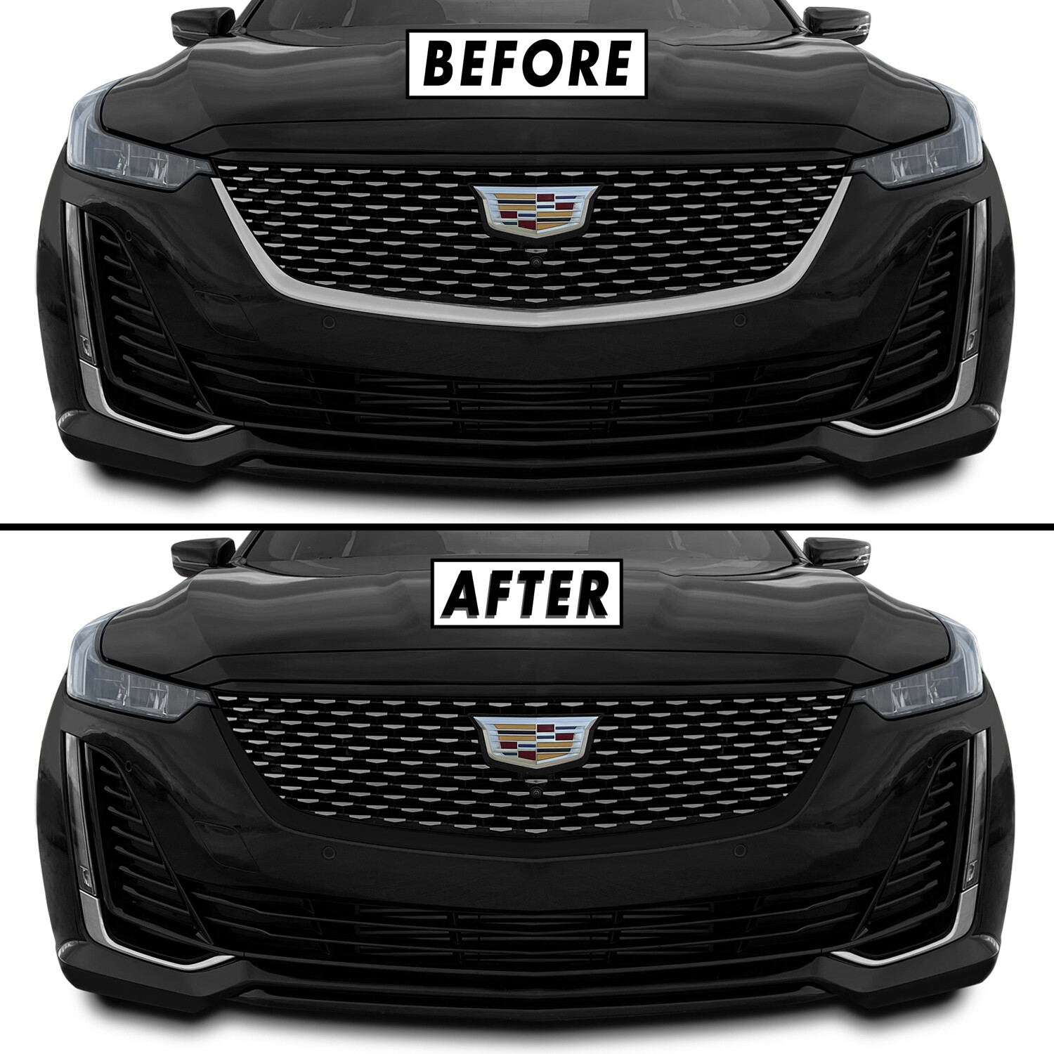 Chrome Delete Blackout Overlay for 2020-24 Cadillac CT5 Front Grill Trim