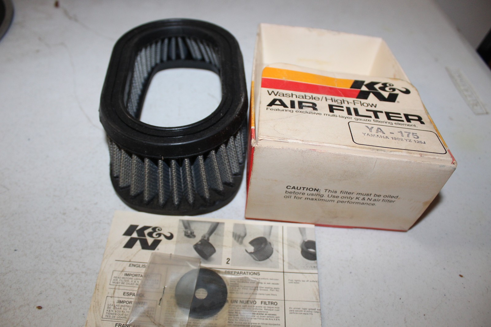 NOS GENUINE K&N WASHABLE /HIGH FLOW AIR FILTER YAMAHA 1982 YZ 125J # YA-175