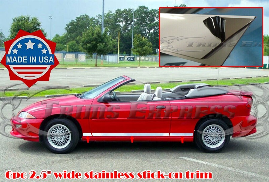 fit:1995-1999 Chevy Cavalier 2Dr Body Side Molding Trim Rocker Panel Stick-On 6P