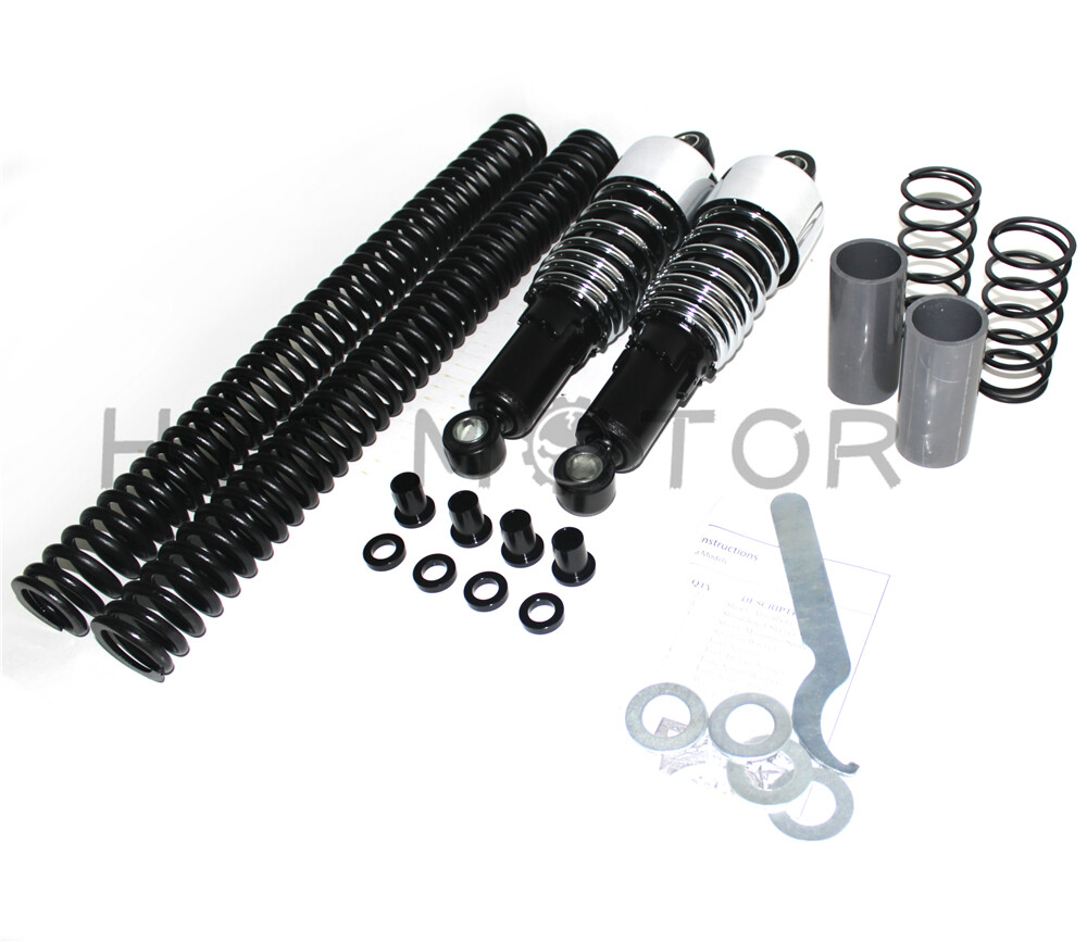 Chrome Slammer Shocks + Fork Springs Lowering Kit 2006-2014 Harley Dyna FXD