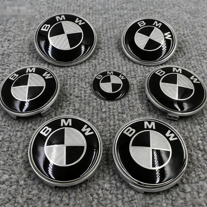 7Pcs Carbon Fiber Emblem Centre Caps Badges for BMW Model 82mm/74mm/68mm/45mm US