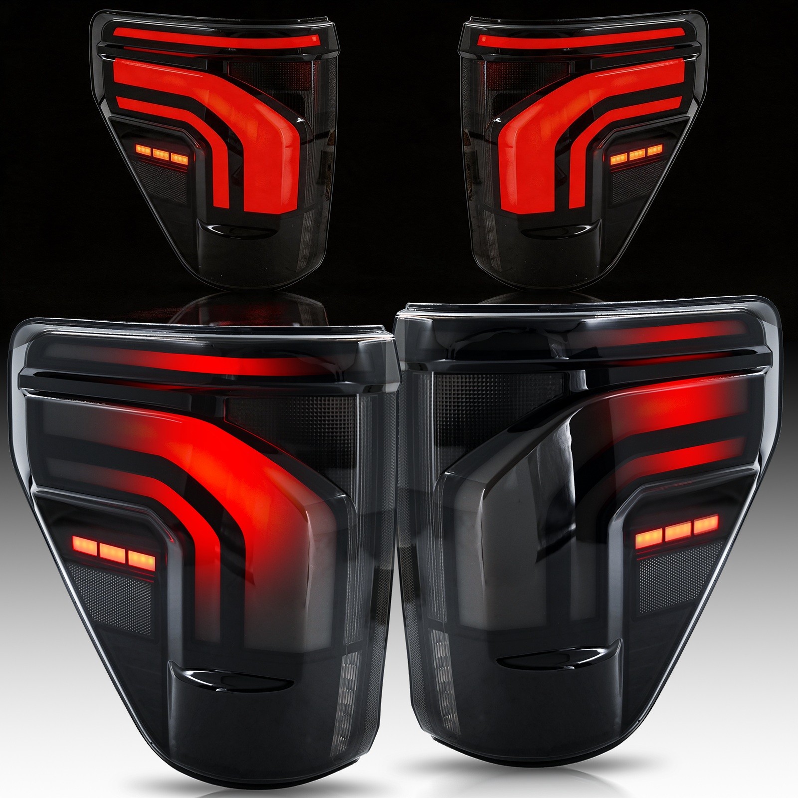 LED SMOKED Sequential Tail Lights For 14th Gen Ford F150 2021-2025 Rear Lamp L+R LED SMOKED Sequential Tail Lights For 14th Gen Ford F150 2021-2025 Rear Lamp L+R
