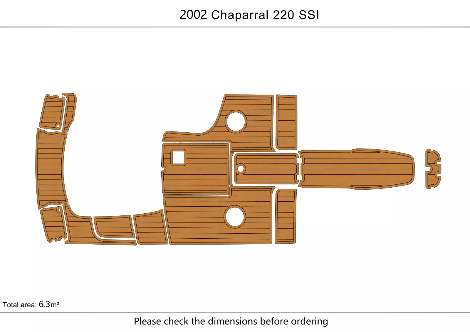 2002 Chaparral 220 SSI Swim Platform Cockpit Boat EVA Foam Teak Deck Floor Mat