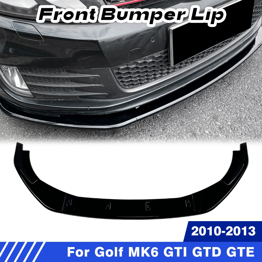 Fits 10-13 Golf MK6 GTI GTD GTE Glossy Black Front Bumper Lip Spoiler Splitter