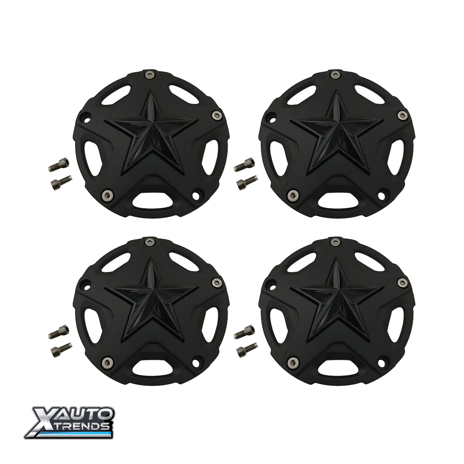 4 x XD Series XD827 Matte Black Center Cap W/ Gloss Black STAR 827CAPMB-GB-1