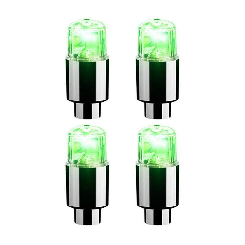 4pcs Colorful LED Wheel Lights Car Tire Valve Caps Neon Light Universal Motorcyc