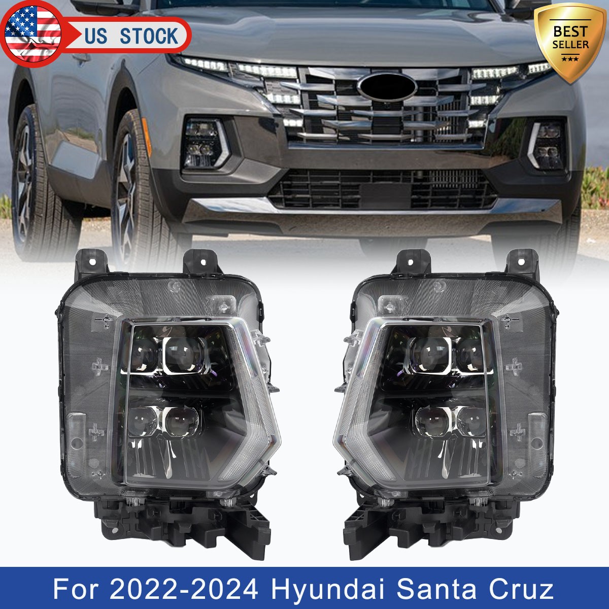 For 2022-2024 Hyundai Santa Cruz Full LED Headlight Headlamp Front Left Right For 2022-2024 Hyundai Santa Cruz Full LED Headlight Headlamp Front Left Right