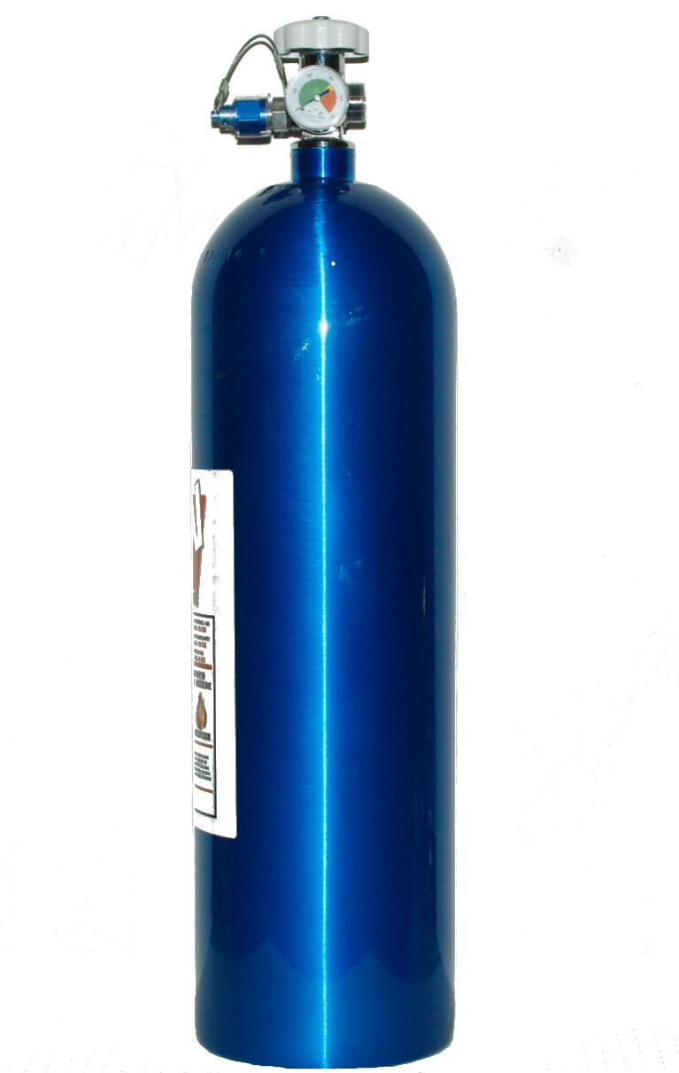 15LB Nitrous Bottle W/high flow valve, gauge and 8an blow off fitting w/cap