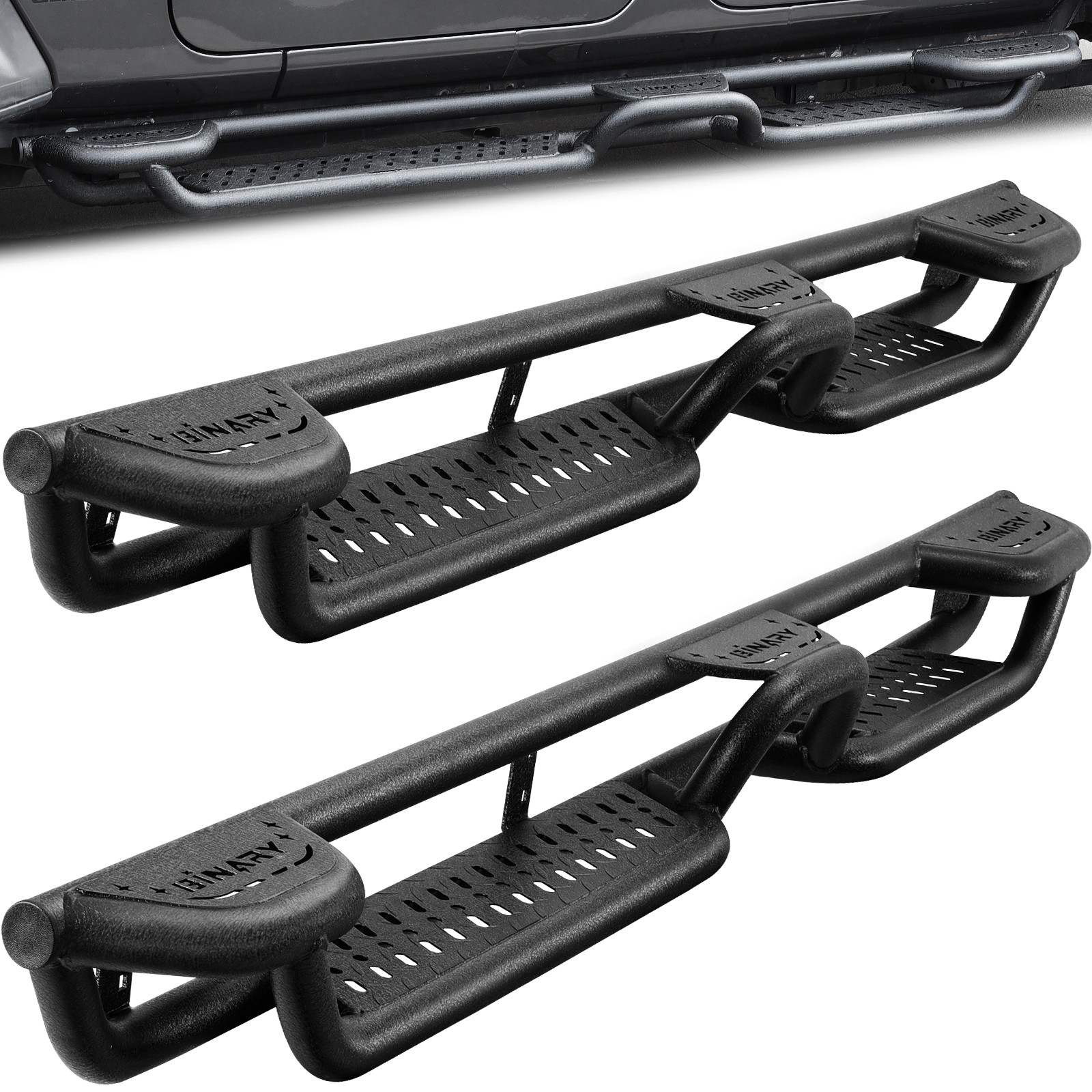 For 2020-2026 Jeep Gladiator JT 4 Door Tri-Raised Step Bar Drop Running Boards