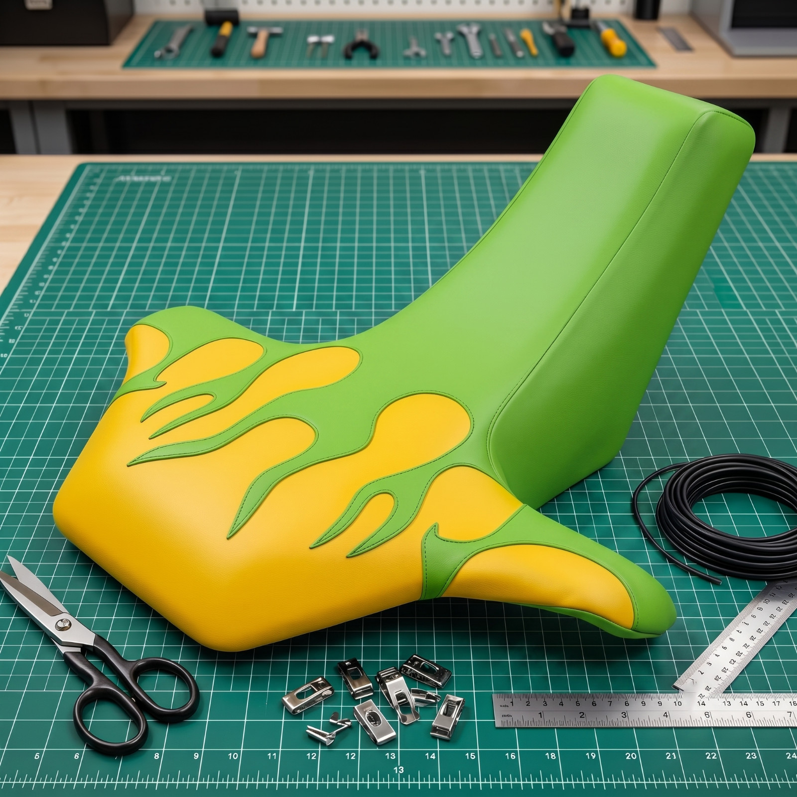 Suzuki LT500R Quadracer Seat Cover Green Yellow Color Vinyl Seat Cover