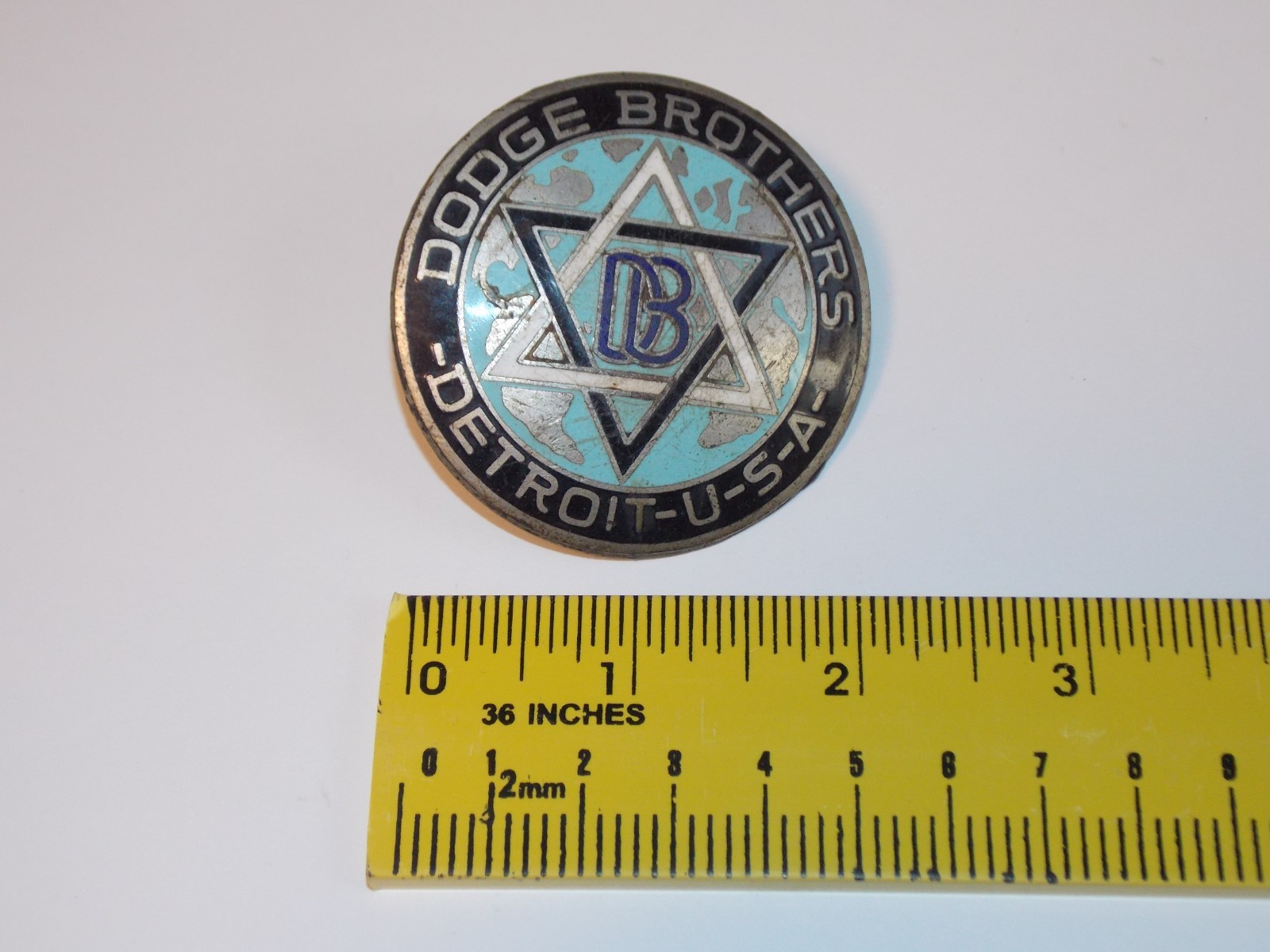 Rare 1917-1925 Dodge Brothers DB Automobile Radiator Emblem Brass Car Hood Badge