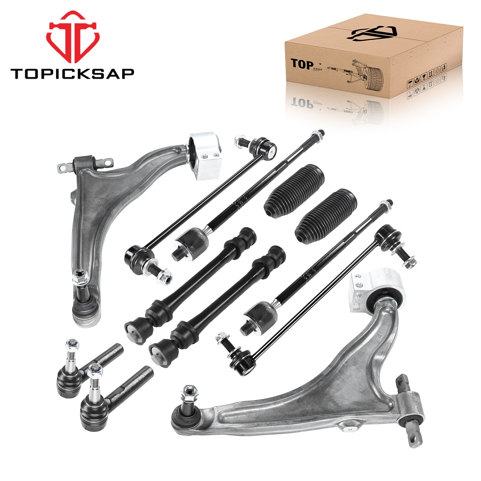 12Pc Front Lower Control Arms Sway Bars Tie Rods Kit for 2010-2016 Cadillac SRX 12Pc Front Lower Control Arms Sway Bars Tie Rods Kit for 2010-2016 Cadillac SRX
