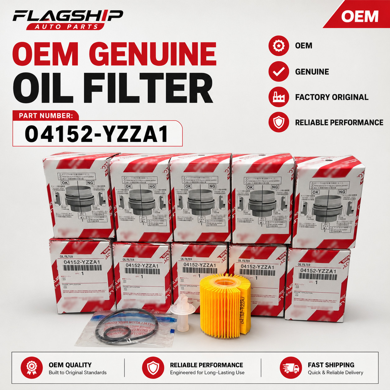 10 Pack Toyota Lexus Genuine OEM Oil Filter Elements 04152-YZZA1 fast shipping