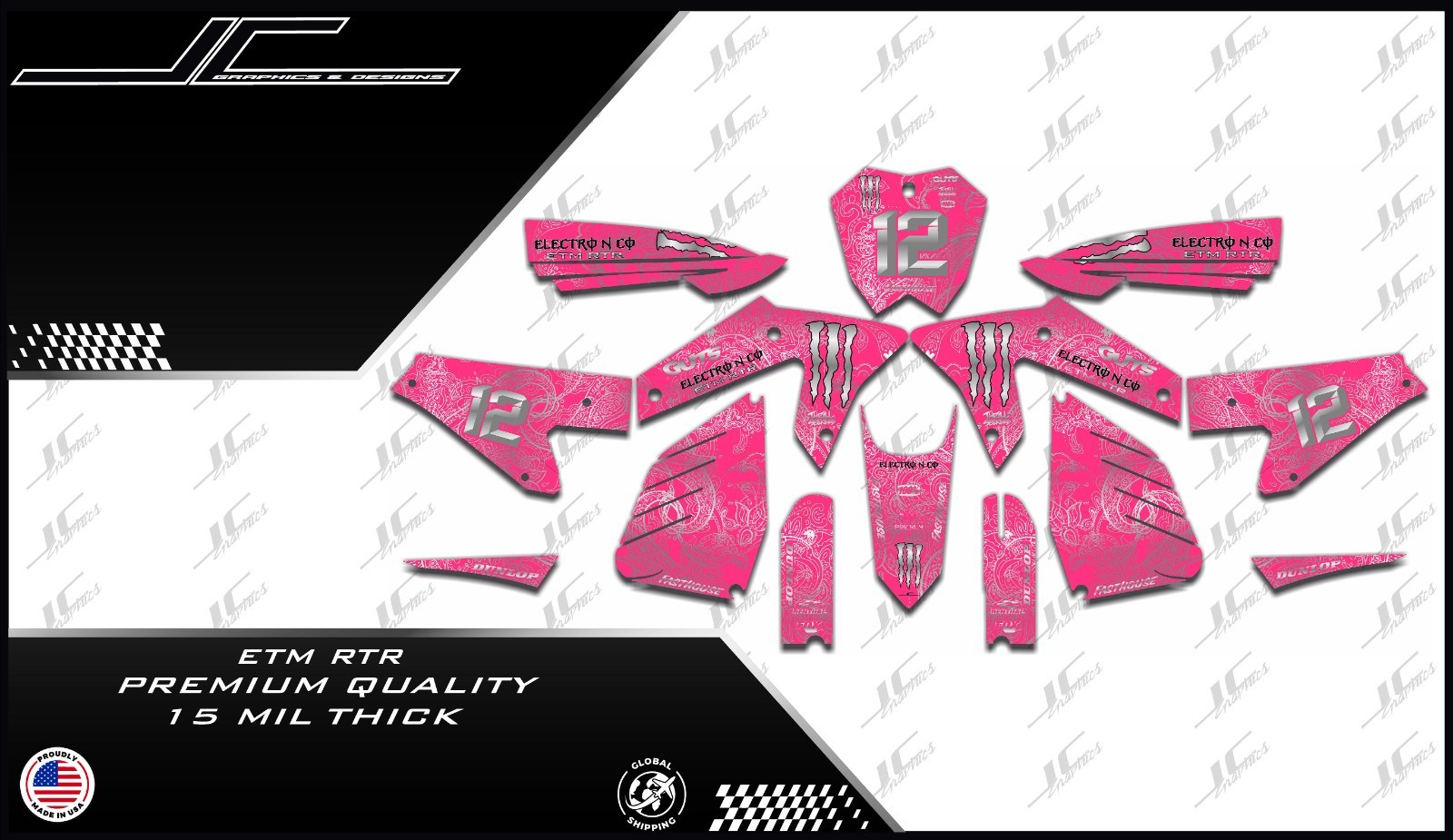 ETM RTR graphics kit decals  THICK AND HIGH GLOSS .....
