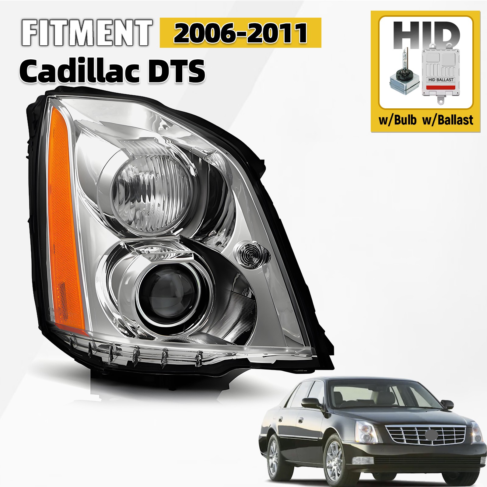 For 2006-2011 Cadillac DTS HID/Xenon w/Bulb w/Ballast Headlight Passenger Right