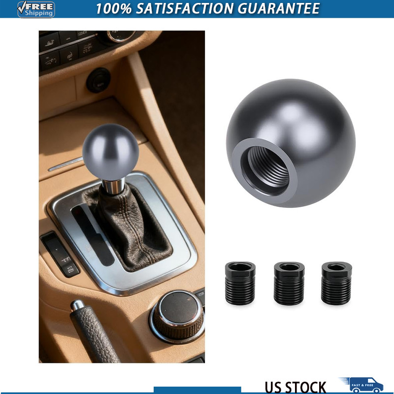 Car Round Ball Gear Shifter, Aluminum Alloy 3 Adapters, Universal SUV, Sedan