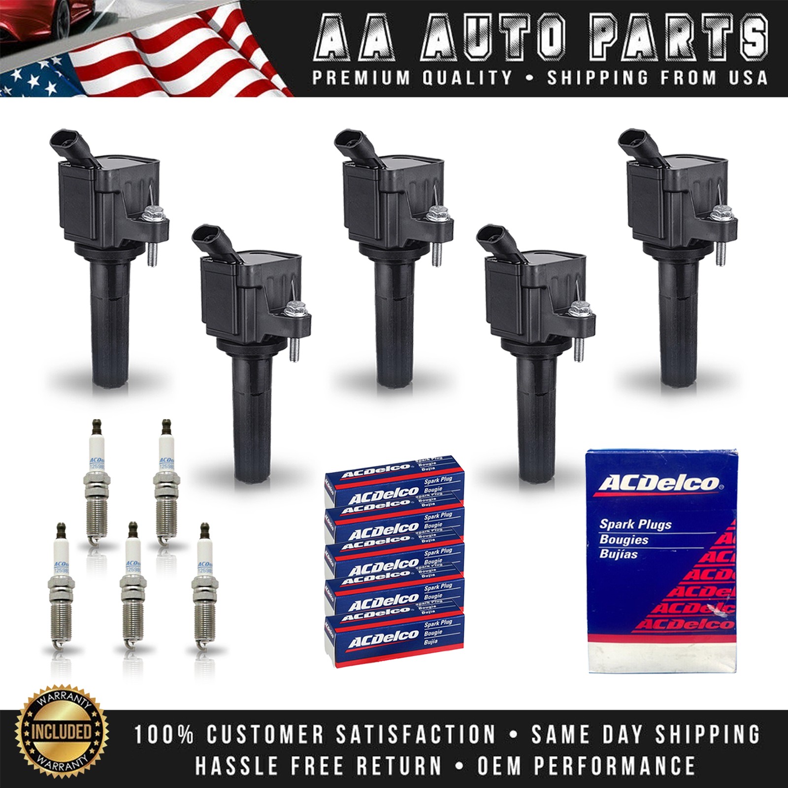 5 Ignition Coils & 5 ACDelco Spark Plugs for 2007-2012 Chevrolet Colorado 3.7L