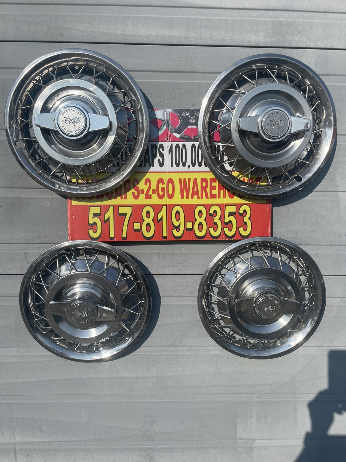 1962-65  Chevrolet Corvair 14” set 4  Wire  Spinners Very Nice Original.Gm Rare