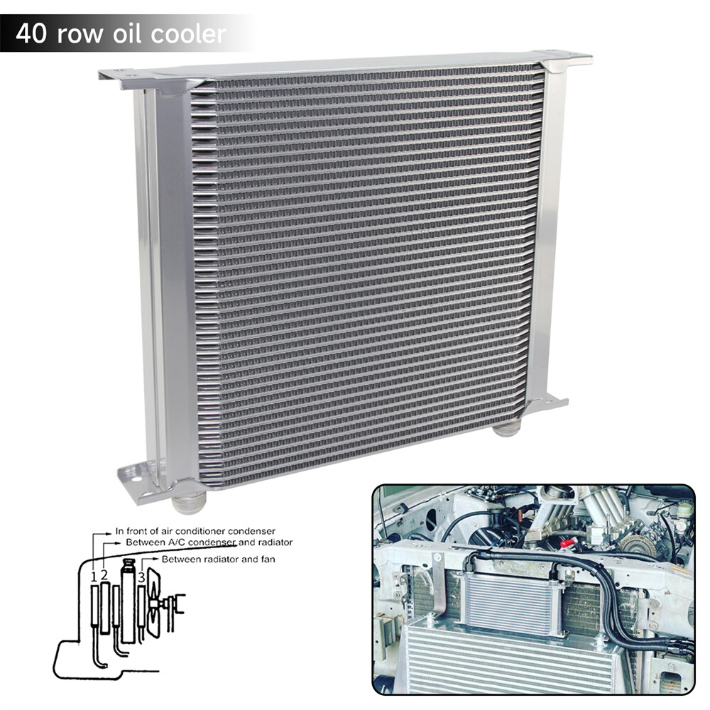 Aluminum Universal 40 Row Oil Cooler AN10 248MM 7/8-14 UNF  Engine Transmission 