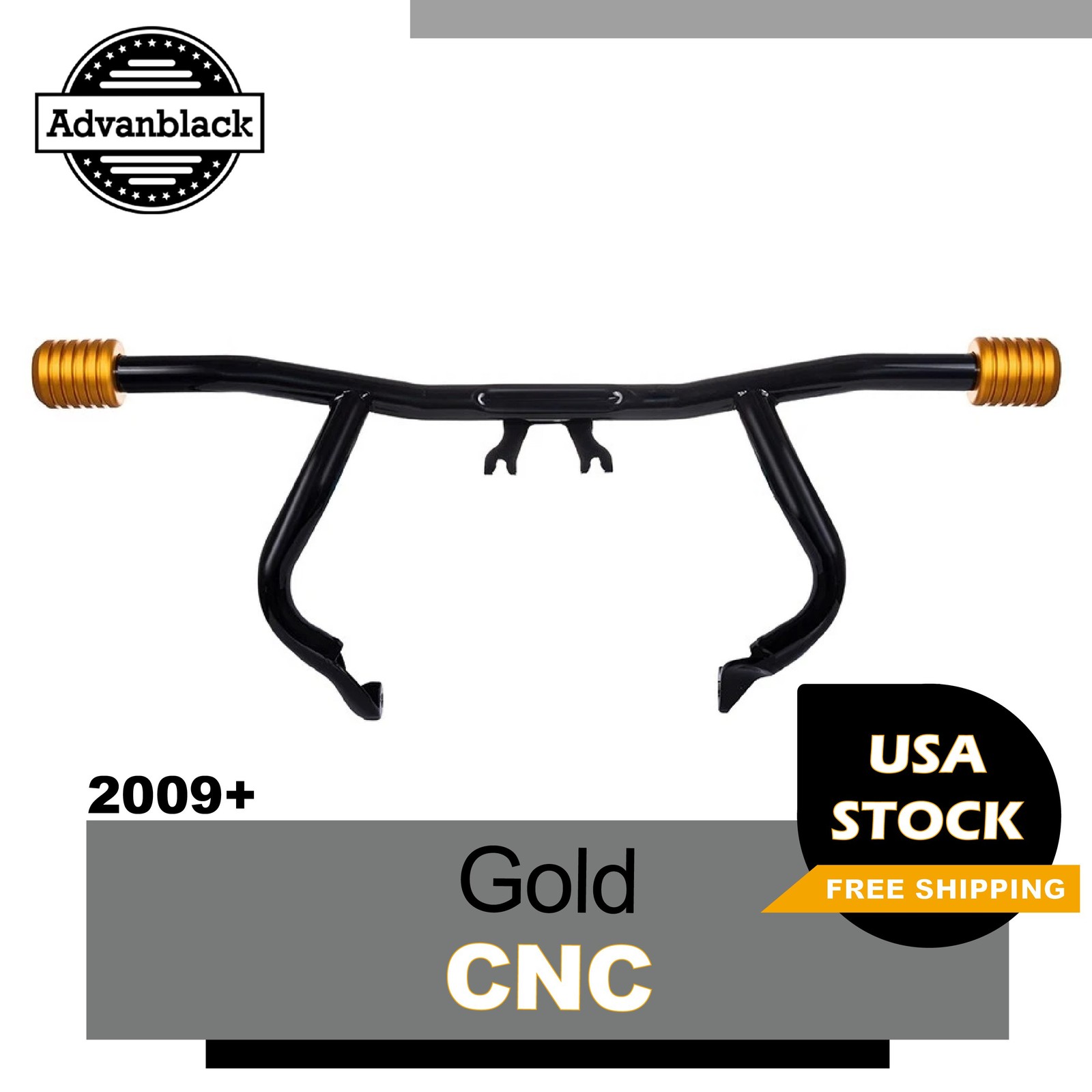 Gold CNC ProTek Front High Way Peg One Step Crash Bar Fits Harley Street Glide