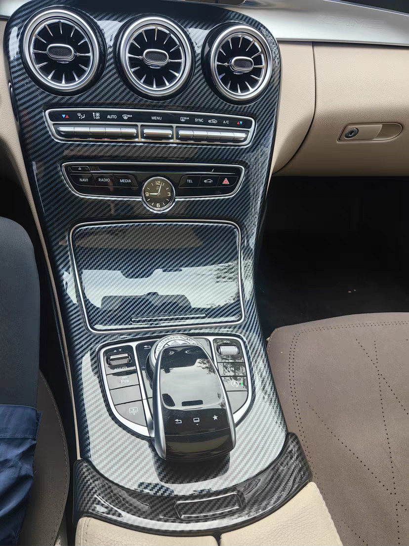 Fit Mercedes C Class W205 C200 C300 C63 Carbon Fibre Centre Console Dash Trim