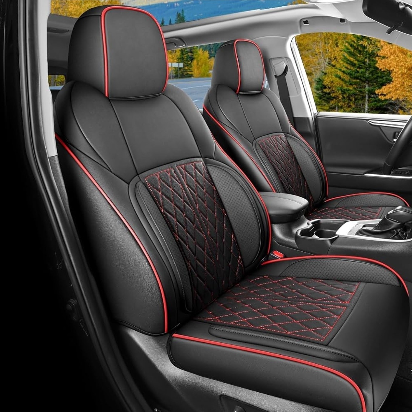 Seat Covers Custom Fit for 2024 2025 2026 Tacoma 24-26 Full Set Black Red