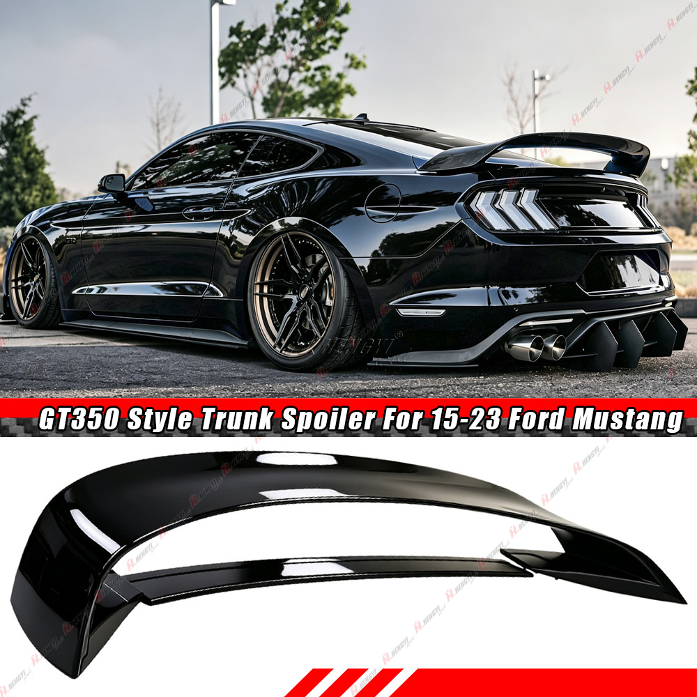 Fits 15-23 Ford Mustang GT350 GT350R Style Trunk Spoiler - Gloss Black ABS