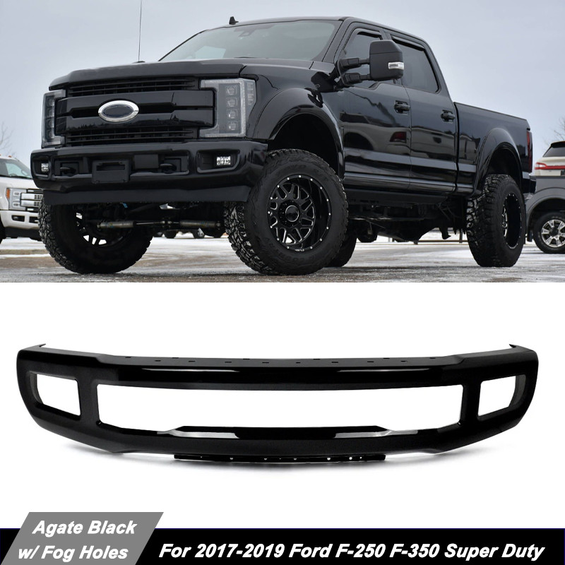 Agate Black Front Bumper Face Bar w/ Fog For 2017-2019 Ford F250 F350 Super Duty