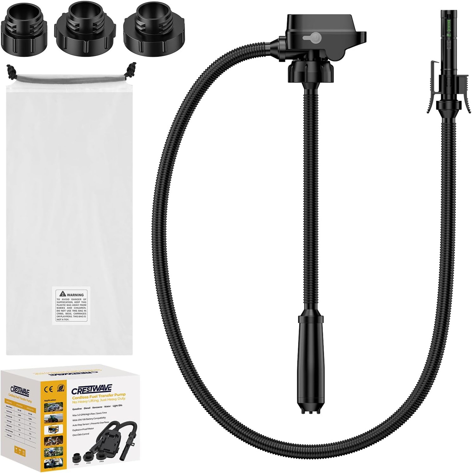Cordless Fuel Transfer Pump Compatible with DeWalt 20V & Milwaukee 18V