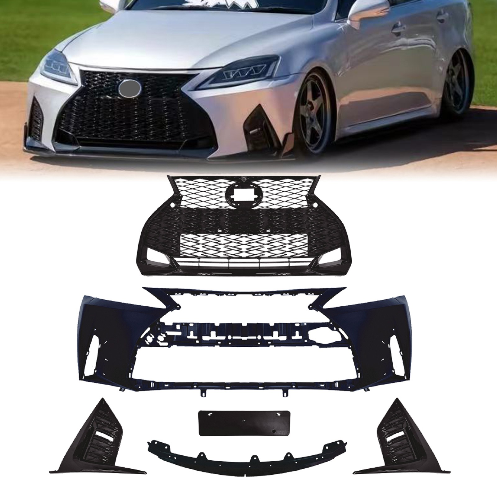 For 2006-2013 Lexus IS IS250 IS350 Conversion to 21+ F-Sport Front Bumper Kit