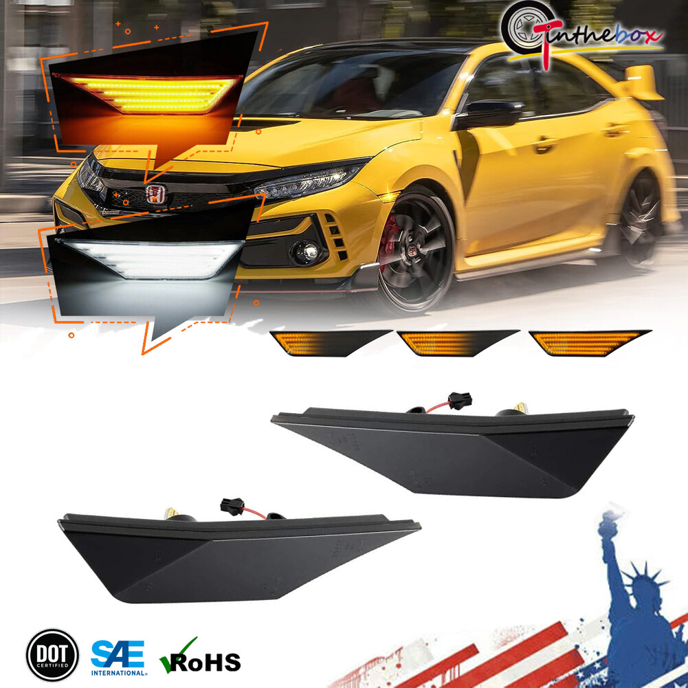 For 2016-2021 Honda Civic Sequential LED Side Marker Lights Turn Signal DRL Lamp