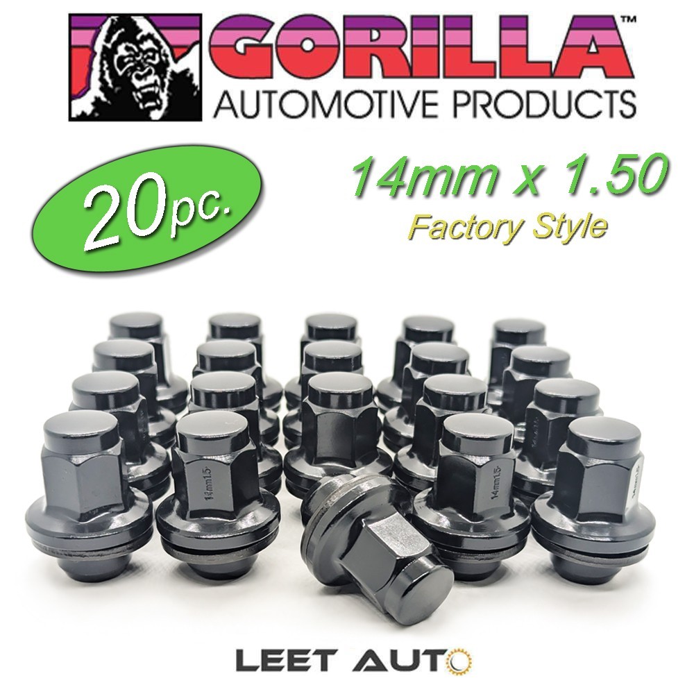 20x Gorilla 73148TXXBC Black Lug Nuts 14x1.5 Tundra Sequoia Land Cruiser LR3 LR4