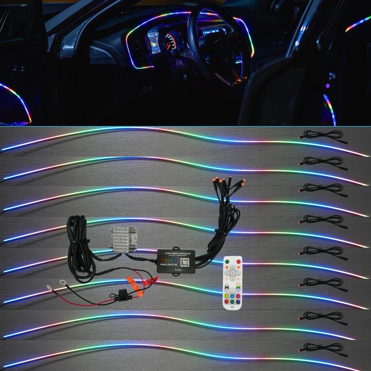 RGB Halo Kits Dodge Charger Interior Trim Light Kit Doors + Dash + Console