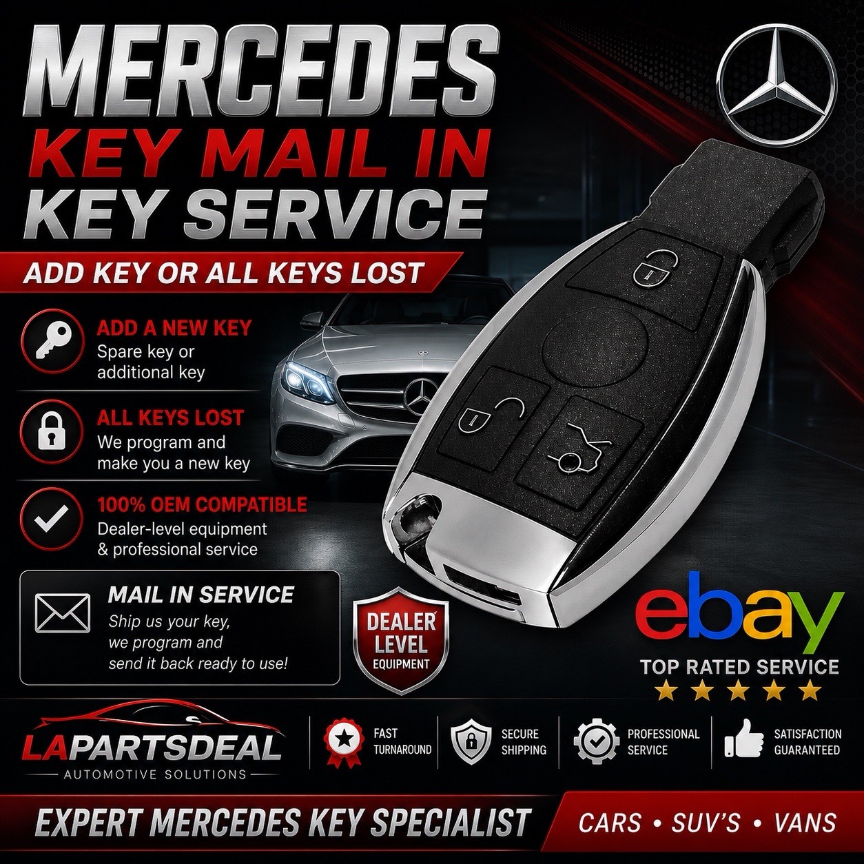 Mercedes-Benz Key Programming Service | Add key or All keys Lost | 1x Fob