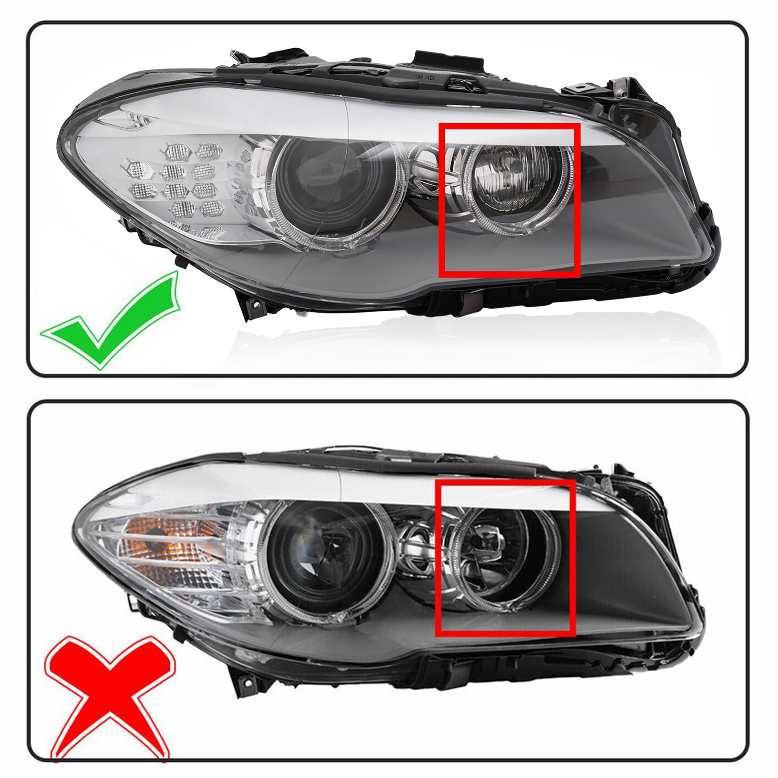 For 11-13 BMW 5 Series F10 Xenon/HID Headlight Adaptive Headlamps w/AFS Pair Set